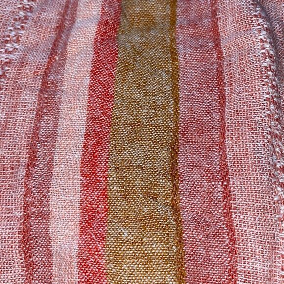 DREW for Anthropologie, Red Nat Dobby, Striped, Drawstring Linen Dress - Picture 11 of 15